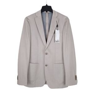 Bar III Slim-Fit Stretch Knit Sport Coat Beige Micro Zig Zag 44R NWT *Defect*